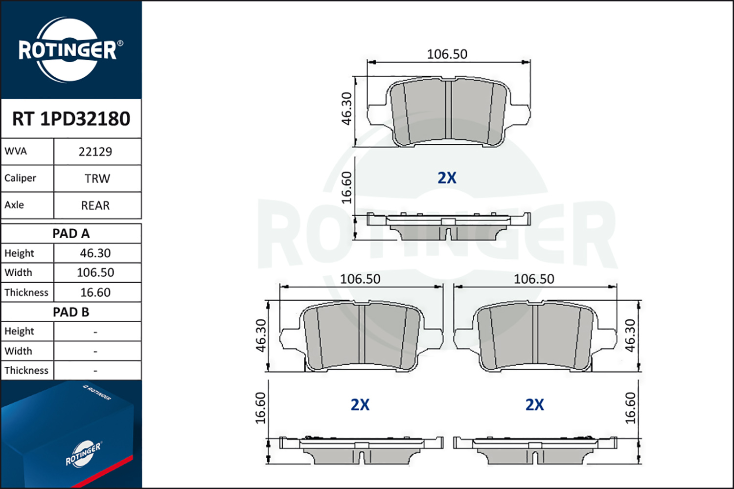 ROTINGER Fékbetét, mind RT1PD32180_ROT